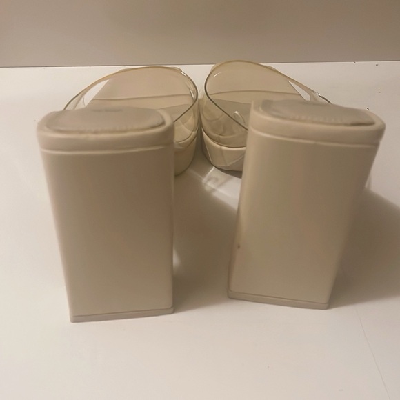 Zara Heels Slip-on Platform Cocktail Ivory Solid Shoes - Picture 5 of 8